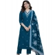 Generic Women's Chanderi Silk Ethnic Motif V-Neck 3/4th Sleeve Kurti With Pant Dupatta Set (Teal) Generic Women's Chanderi Silk Ethnic Motif V-Neck 3/4th Sleeve Kurti With Pant Dupatta Set (Teal)