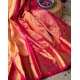 Generic Women's Soft Litchi Silk Jacquard Work Saree With Unstitched Blouse 5.5Mtr (Pink)