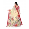 Generic Women's Georgette Floral Printed Saree With Unstitched Blouse 5.5Mtr (Yellow)