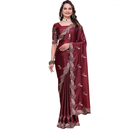Generic Women's Georgette Embroidered Saree With Unstitched Blouse 5.5Mtr (Maroon) Generic Women's Georgette Embroidered Saree With Unstitched Blouse 5.5Mtr (Maroon)