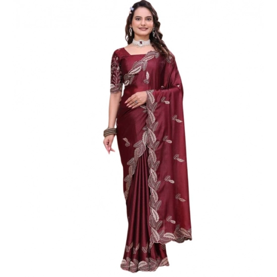 Generic Women's Georgette Embroidered Saree With Unstitched Blouse 5.5Mtr (Maroon) Generic Women's Georgette Embroidered Saree With Unstitched Blouse 5.5Mtr (Maroon)