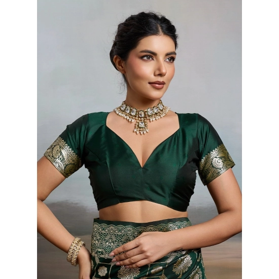 Generic Women's Silk Blend Printed Saree With Unstitched Blouse 5.5Mtr (Bottel Green) Generic Women's Silk Blend Printed Saree With Unstitched Blouse 5.5Mtr (Bottel Green)