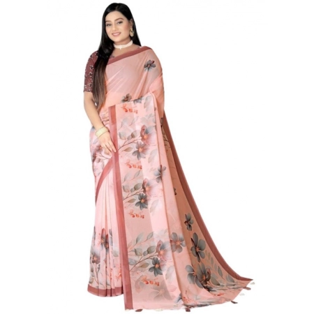Generic Women's Georgette Floral Printed Saree With Unstitched Blouse 5.5Mtr (Peach) Generic Women's Georgette Floral Printed Saree With Unstitched Blouse 5.5Mtr (Peach)