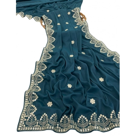 Generic Women's Georgette Embellished Saree With Unstitched Blouse 5.5Mtr (Blue) Generic Women's Georgette Embellished Saree With Unstitched Blouse 5.5Mtr (Blue)
