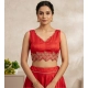 Generic Women's Silk Embroidered Sweetheart Neck Sleeveless Readymade Padded Blouse (Red, Size 38)