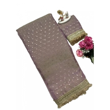 Generic Women's Silk Embellished Saree With Unstitched Blouse 5.5Mtr (Lavender) Generic Women's Silk Embellished Saree With Unstitched Blouse 5.5Mtr (Lavender)