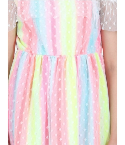 Generic Girl's Polyester Self Design Cold Shoulder Dress (Multicolor)