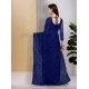Generic Women's Net Self Design Saree With Unstitched Blouse 5.5Mtr (Navy Blue)