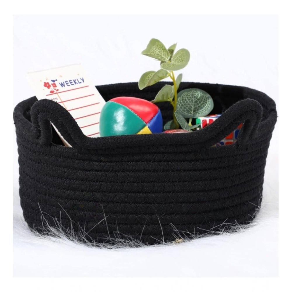 Generic Cotton Pack Of_1 Cat Basket 8x4 Inch Storage Basket For Clothes (Black)