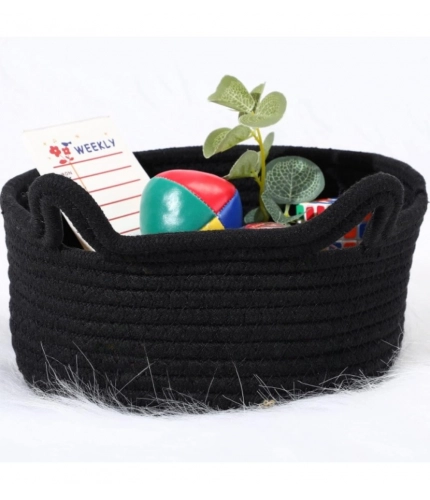Generic Cotton Pack Of_1 Cat Basket 8x4 Inch Storage Basket For Clothes (Black)