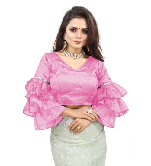 Generic Women's Organza Solid V Neck Layered Ruffle Sleeve Readymade Blouse (Light_Pink Free Size , up to 38–40 Bust)-PID65846 Generic Women's Organza Solid V Neck Layered Ruffle Sleeve Readymade Blouse (Light_Pink Free Size , up to 38–40 Bust)-PID65846