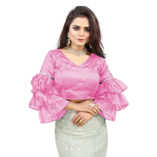 Generic Women's Organza Solid V Neck Layered Ruffle Sleeve Readymade Blouse (Light_Pink Free Size , up to 38–40 Bust)-PID65846 Generic Women's Organza Solid V Neck Layered Ruffle Sleeve Readymade Blouse (Light_Pink Free Size , up to 38–40 Bust)-PID65846