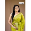 Generic Women's Soft Lichi Silk Printed Saree With Unstitched Blouse 5.5Mtr (Green)