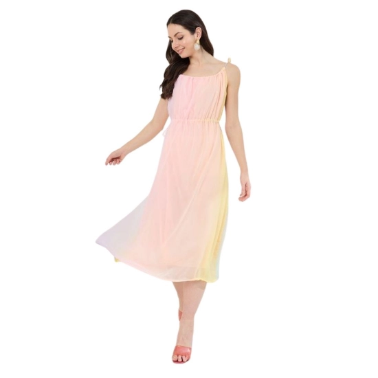 Generic Women's Georgette Ombre Sleeveless Dress (Peach) Generic Women's Georgette Ombre Sleeveless Dress (Peach)