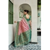 Generic Women's Silk Blend Booti Work Ready to wear Saree With Unstitched Blouse 5.5Mtr (Peach)
