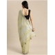 Generic Women's Linen Cotton Printed Saree With Unstitched Blouse 5.5Mtr (Olive Green)