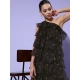 Generic Women's Organza Tiered Sleeveless Dress (Black)