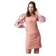 Generic Women's Polyester Lycra And Organza Floral Balloon Sleeve Dress (Pink) Generic Women's Polyester Lycra And Organza Floral Balloon Sleeve Dress (Pink)