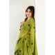 Generic Women's Linen Cotton Printed Ready To Wear Saree With Unstitched Blouse 5.5 Mtr (Green)
