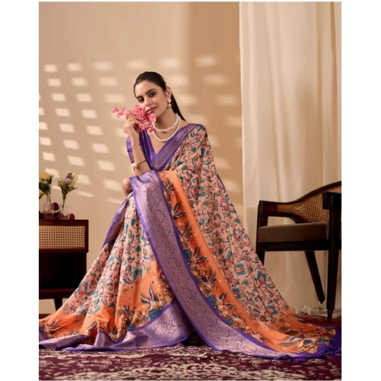 Generic Women's Faux_Silk Printed Saree With Unstitched Blouse 5.5Mtr (Orange) Generic Women's Faux_Silk Printed Saree With Unstitched Blouse 5.5Mtr (Orange)