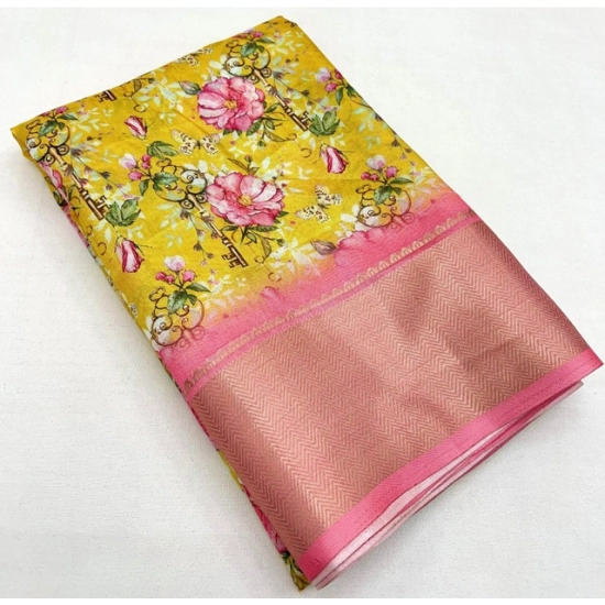 Generic Women's Cotton Silk Floral Printed Saree With Unstitched Blouse 5.5Mtr (Yellow) Generic Women's Cotton Silk Floral Printed Saree With Unstitched Blouse 5.5Mtr (Yellow)