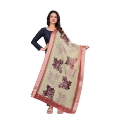 Generic Women's chanderi silk  Printed Dupatta (Beige, Length: 2 Mtr)