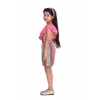 Generic Girl's Cotton &amp; Polyester Printed 3/4th Sleeves Dress (Pink)