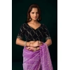 Generic Women's Net Sequence Saree With Unstitched Blouse 5.5Mtr (Lavender)