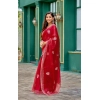 Generic Women's Faux Shimmer Floral Embroidery Ready to wear Saree With Unstitched Blouse 5.5Mtr (Red) Generic Women's Faux Shimmer Floral Embroidery Ready to wear Saree With Unstitched Blouse 5.5Mtr (Red)