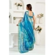 Generic Women's Linen Cotton Printed Ready To Wear Saree With Unstitched Blouse 5.5 Mtr (Blue)