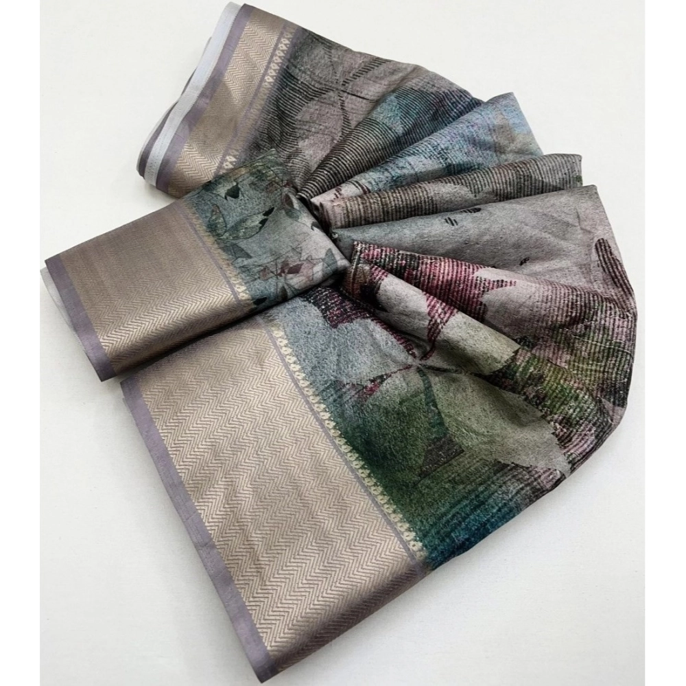Generic Women's Cotton Silk Printed Saree With Unstitched Blouse 5.5Mtr (Multicolor) Generic Women's Cotton Silk Printed Saree With Unstitched Blouse 5.5Mtr (Multicolor)