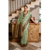 Generic Women's Silk Blend Booti Work Ready to wear Saree With Unstitched Blouse 5.5Mtr (SeaGreen)