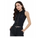 Generic Women's Denim Lycra Solid Sleeveless Top (Black) Generic Women's Denim Lycra Solid Sleeveless Top (Black)