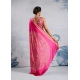 Generic Women's Satin Crepe Printed Saree With Unstitched Blouse 5.5Mtr (Pink)