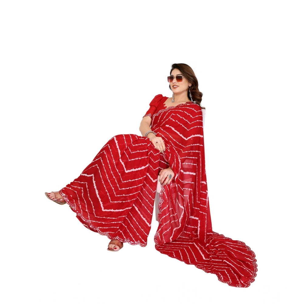 Generic Women's Georgette Printed Saree With Unstitched Blouse 5.5Mtr (Red) Generic Women's Georgette Printed Saree With Unstitched Blouse 5.5Mtr (Red)
