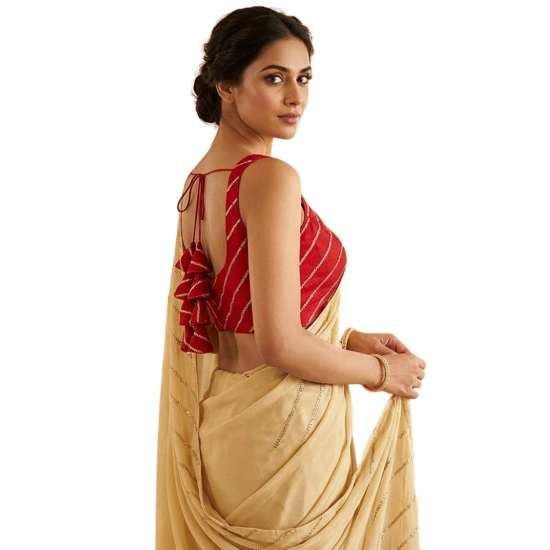 Generic Women's Silk Embellished Sweetheart Neck Sleeveless Readymade Padded Blouse (Red, Size 38) Generic Women's Silk Embellished Sweetheart Neck Sleeveless Readymade Padded Blouse (Red, Size 38)