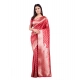 Generic Women's Banarasi Silk Printed Saree With Unstitched Blouse 5.5Mtr (Red)