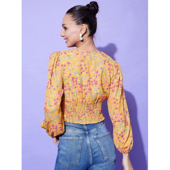 Generic Women's Polyester Floral Long Sleeves Top (Multicolor) Generic Women's Polyester Floral Long Sleeves Top (Multicolor)