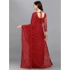 Generic Women's Net Self Design Saree With Unstitched Blouse 5.5Mtr (Maroon)