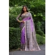Generic Women's Faux_Tussar Ethnic_Print Saree With Unstitched Blouse 5.5Mtr (Purple)