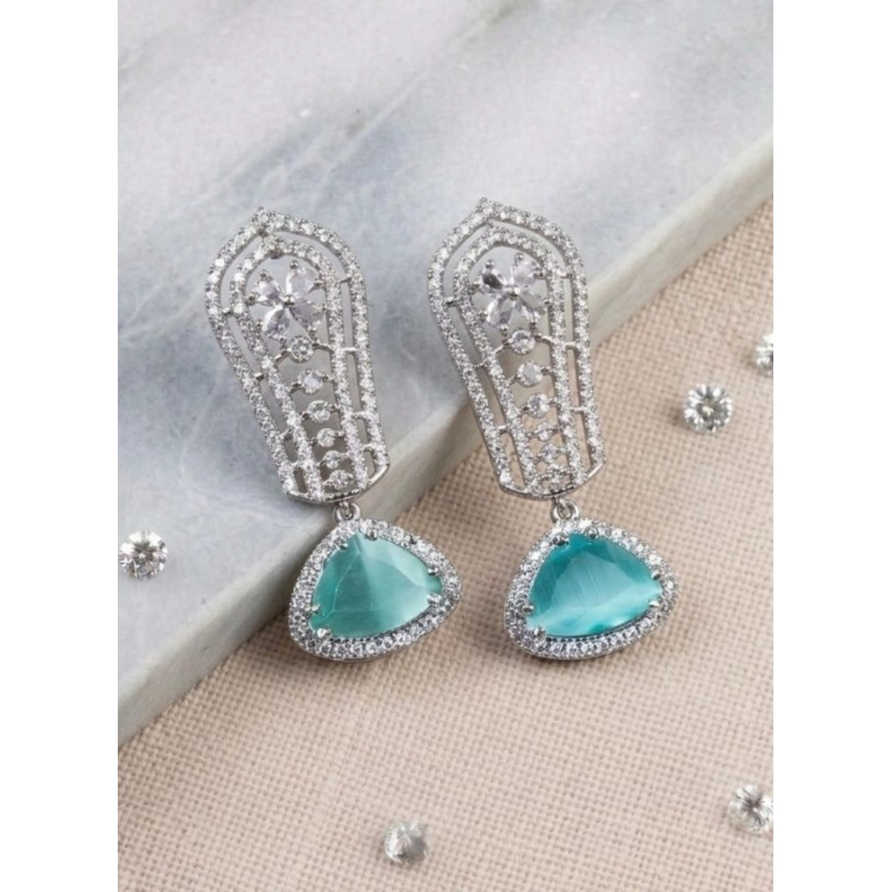 Generic Women's Brass Silver Plated Drop Earrings (Turquoise) Generic Women's Brass Silver Plated Drop Earrings (Turquoise)