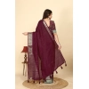 Generic Women's Cotton Blend Checkered Saree With Unstitched Blouse 5.5Mtr (Maroon)