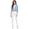 Generic Women's Denim Ruffled Long Sleeves Shrug (Blue)