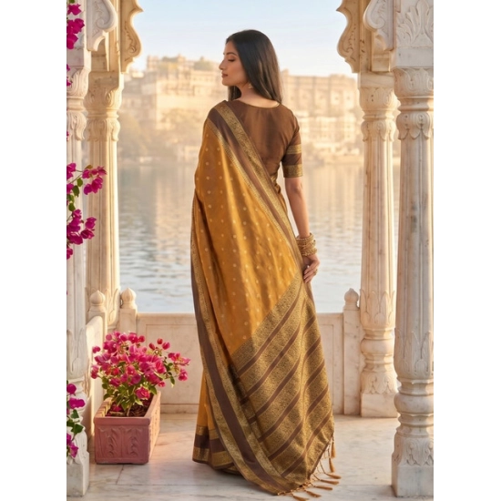 Generic Women's Silk Blend Printed Saree With Unstitched Blouse 5.5Mtr (Mustard-Brown) Generic Women's Silk Blend Printed Saree With Unstitched Blouse 5.5Mtr (Mustard-Brown)