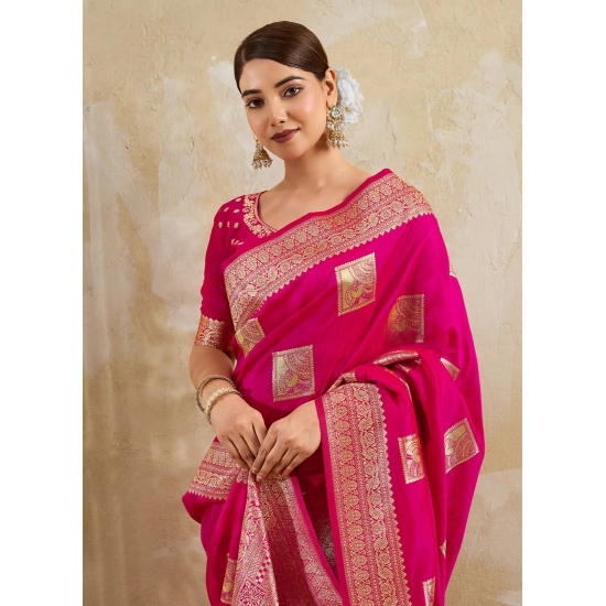 Generic Women's Silk Blend Printed Saree With Unstitched Blouse 5.5Mtr (Magenta) Generic Women's Silk Blend Printed Saree With Unstitched Blouse 5.5Mtr (Magenta)