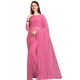 Generic Women's Net Self Design Saree With Unstitched Blouse 5.5Mtr (Dark Pink)