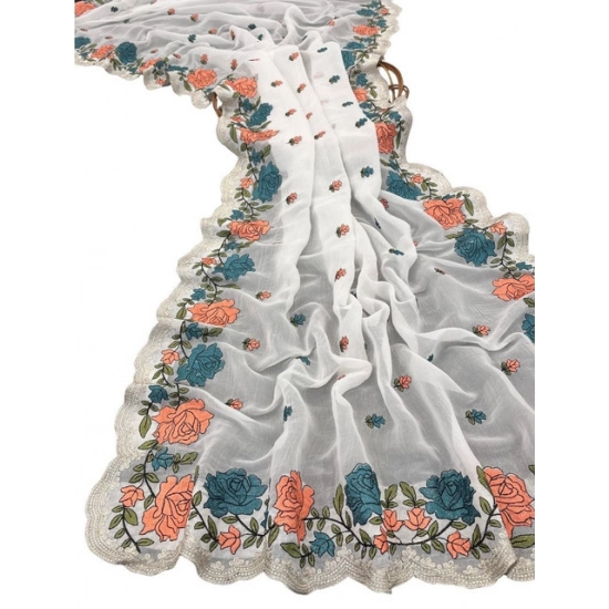 Generic Women's Chiffon Embroidered Saree With Unstitched Blouse 5.5Mtr (White) Generic Women's Chiffon Embroidered Saree With Unstitched Blouse 5.5Mtr (White)