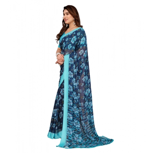 Women's Georgette Printed Saree With Unstitched Blouse 5.5Mtr (Sky Blue) Women's Georgette Printed Saree With Unstitched Blouse 5.5Mtr (Sky Blue)