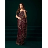 Generic Women's Net Sequence Saree With Unstitched Blouse 5.5Mtr (Maroon)