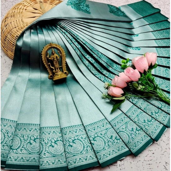 Generic Women's Soft Silk Printed Saree With Unstitched Blouse 5.5Mtr (Green)